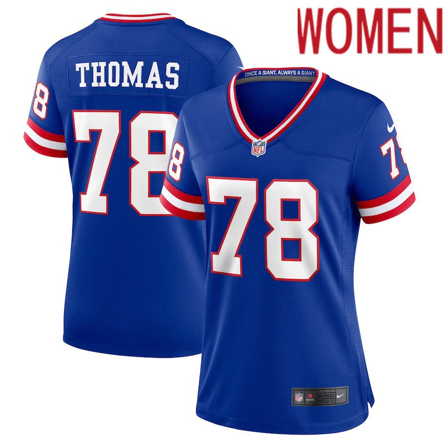 Women New York Giants #78 Andrew Thomas Nike Royal Classic Player Game NFL Jersey->women nfl jersey->Women Jersey